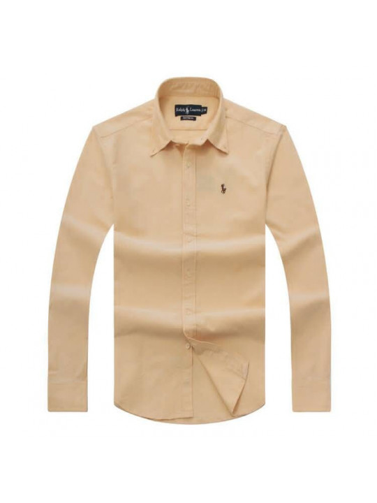 NEW POLO RALPH LAUREN LONG SLEEVE SHIRT WITH SMALL PONY CREST | CREAM