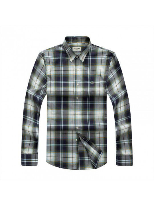 New Lacoste Checkered Multicoloured LS Shirt | Grey