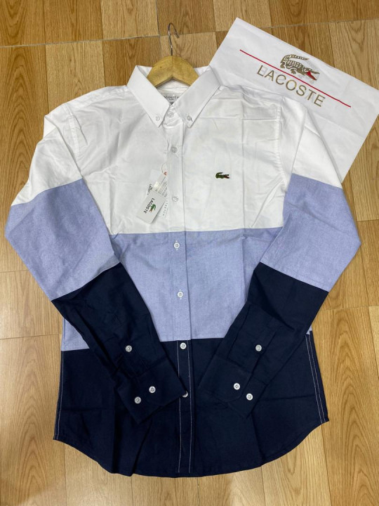 New Lacoste LS Shirt | Blue | White