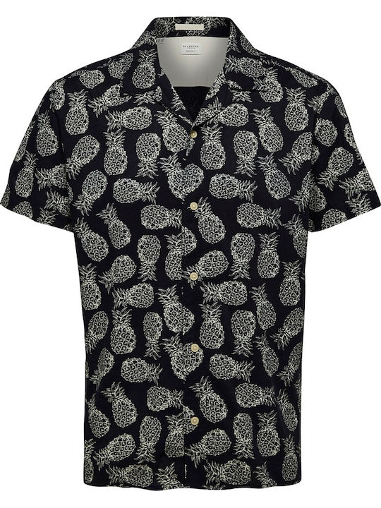 New Selected Resort Floral Print Men SS Shirt | Black
