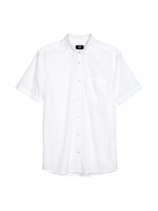 New H&M Men's Light Weight Slim Fit SS Shirt | White