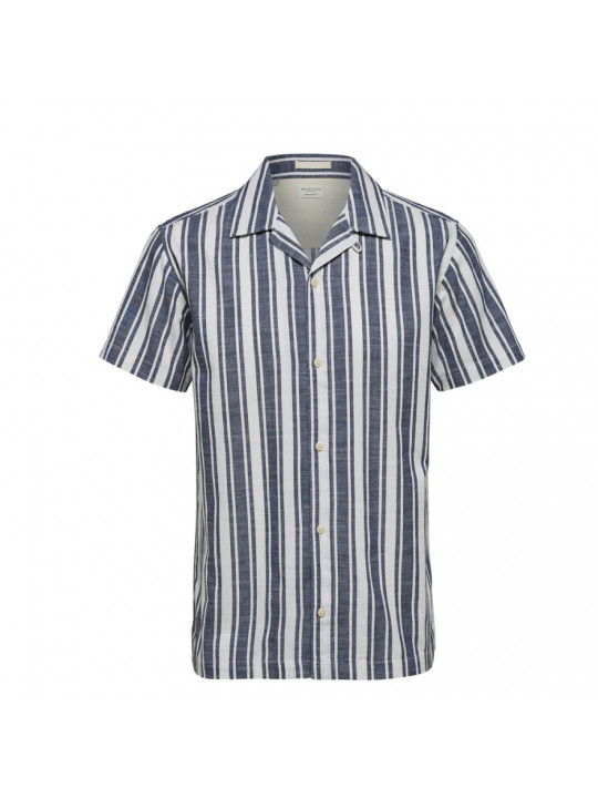 New Selected Vintage Stripe Men SS Shirt | Grey