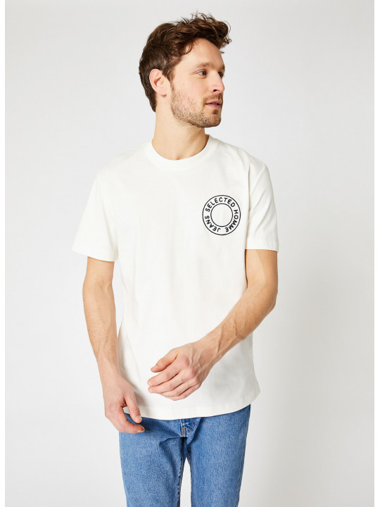 NEW SELECTED TEE SHIRT WITH EMBLEM | WHITE