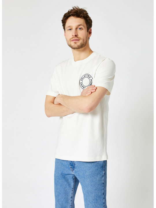 NEW SELECTED TEE SHIRT WITH EMBLEM | WHITE