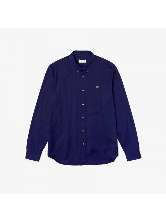 NEW LACOSTE OXFORD LONG SLEEVE SHIRT |NAVY BLUE