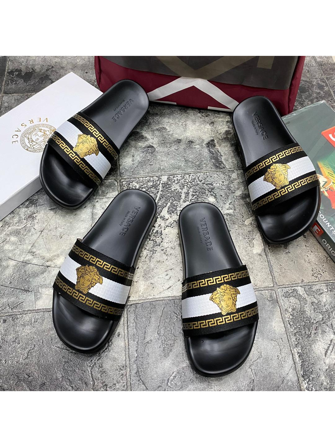 Unisex Versace Slippers \u0026 Slides|Black 