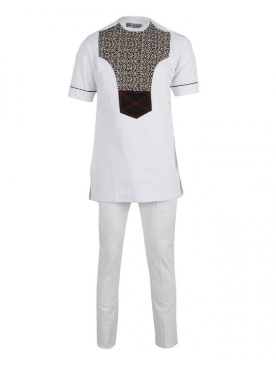 Shop Premium Two piece native wear with pattern mixture - White