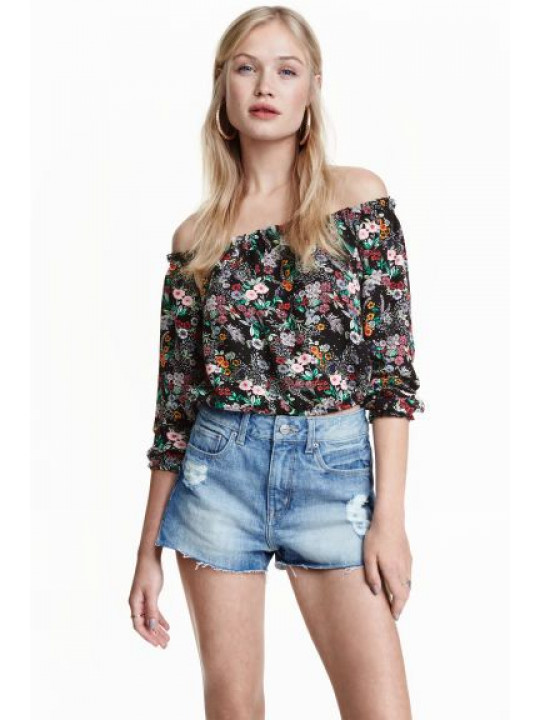 New H&M Womens Shoulderless Top | Floral
