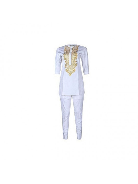 Shop Premium Ladies Native Khaftan set with Gold Embroidery - White