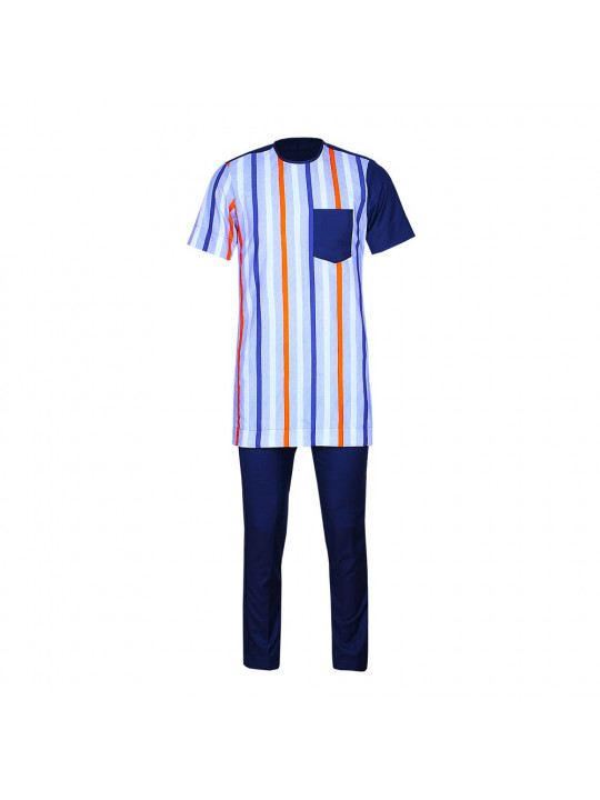 Shop Premium Senator style native wear set with multicolored stripe - Navy Blue